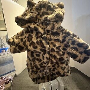 Gr8 Lil Fur Chetaah Print Jacket W/hood Ears Size Medium (runs Small) EUC